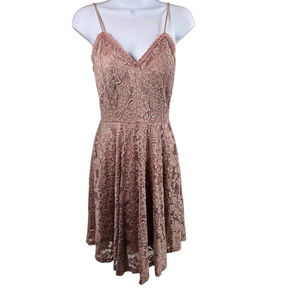 Olive Tree Womens Size Medium Mauve Pink Lace Floral Sleeveless Dress